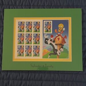 Sylvester & Tweety Stamp Sheet with Green Frame